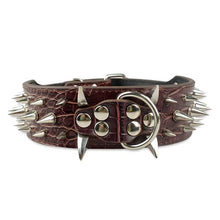 Load image into Gallery viewer, Wide Sharp Spiked Studded Leather Dog Collars