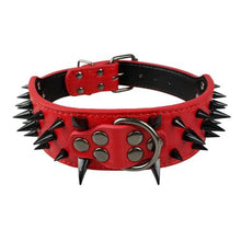 Load image into Gallery viewer, Wide Sharp Spiked Studded Leather Dog Collars
