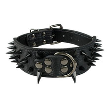 Load image into Gallery viewer, Wide Sharp Spiked Studded Leather Dog Collars
