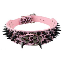 Load image into Gallery viewer, Wide Sharp Spiked Studded Leather Dog Collars
