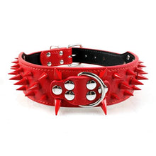 Load image into Gallery viewer, Wide Sharp Spiked Studded Leather Dog Collars
