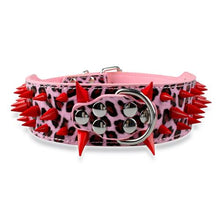 Load image into Gallery viewer, Wide Sharp Spiked Studded Leather Dog Collars

