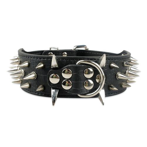 Wide Sharp Spiked Studded Leather Dog Collars