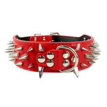 Load image into Gallery viewer, Wide Sharp Spiked Studded Leather Dog Collars
