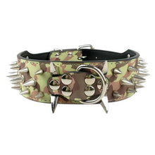 Load image into Gallery viewer, Wide Sharp Spiked Studded Leather Dog Collars
